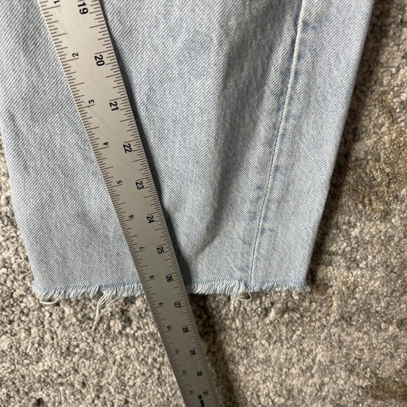 Zara Jeans Womens 10 Light Wash Distressed Straight Leg Raw Hem High Rise - Picture 3 of 11